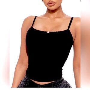 Black Camisole Rose accent  Top